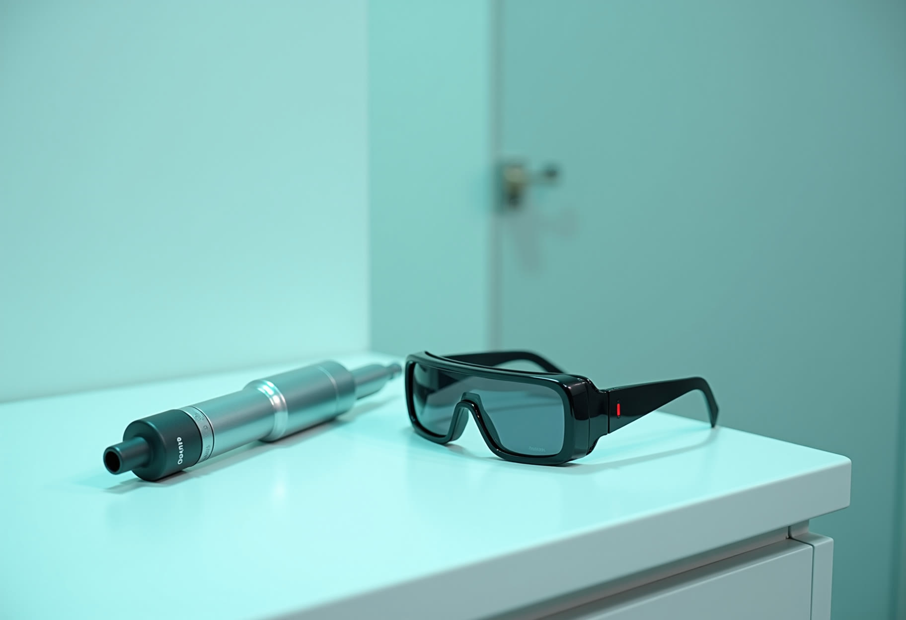 Laser handpiece and goggles before a session